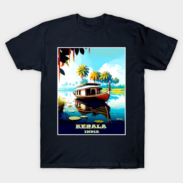 Kerala India Vintage Advertising Travel Print T-Shirt by posterbobs